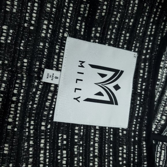 Milly Black White Tweed Open Front Blazer Jacket - Picture 6 of 6